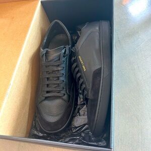 NEW Yves Saint Laurent Black Perforated Leather Sneakers